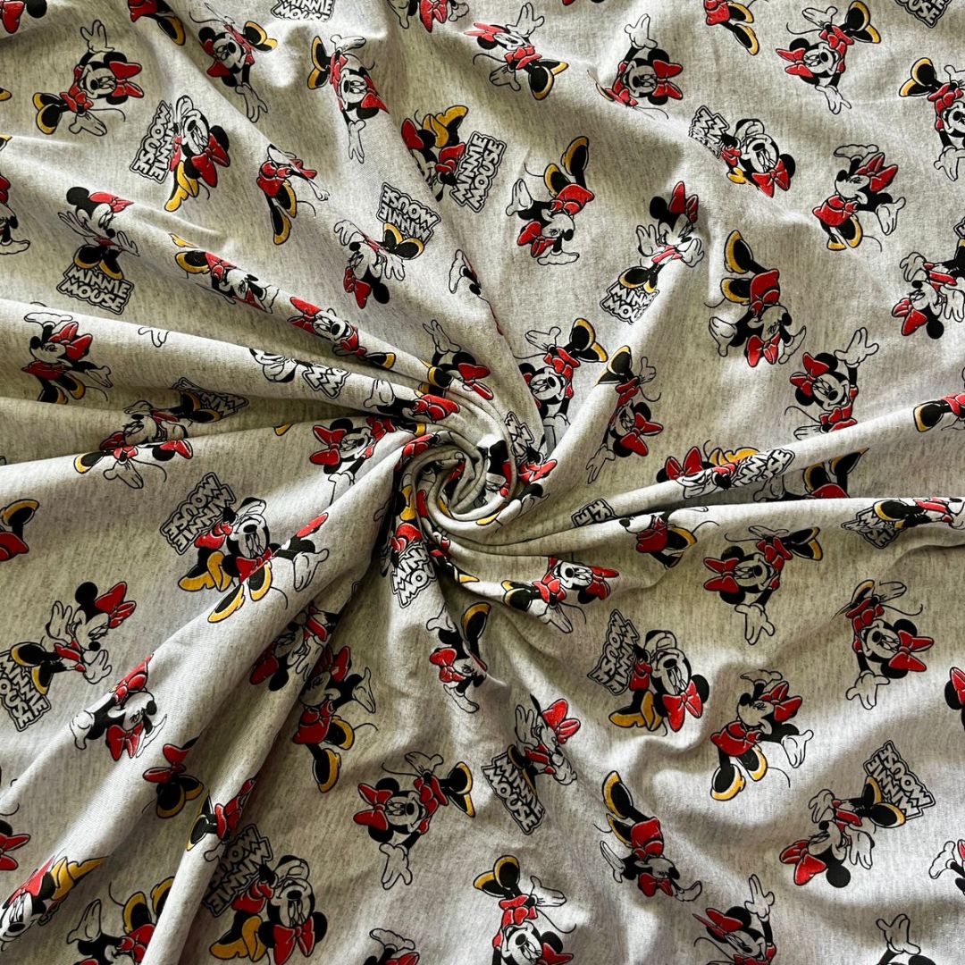 MALHA DE ALGODÃO PERSONAGENS MINIE MESCLA