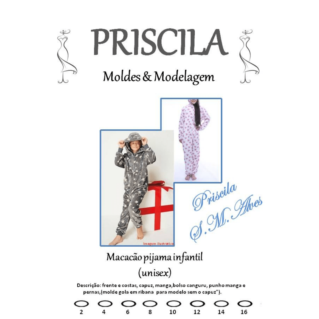 Molde macacão pijama infantil (unissex)