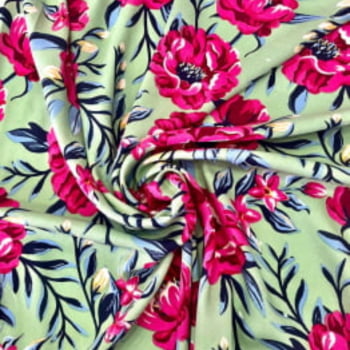 VISCOSE FLORES GRANDES FUNDO VERDE