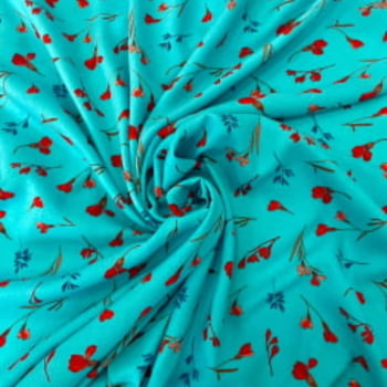 VISCOSE FLORES PEQUENAS FUNDO AZUL